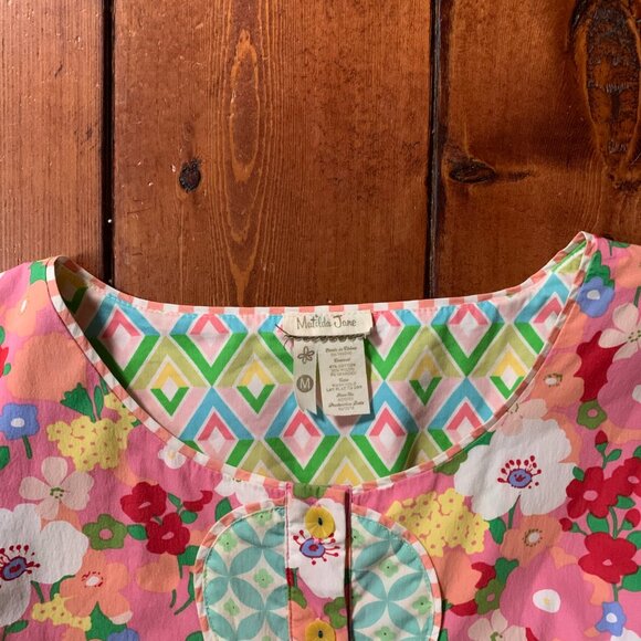 Matilda Jane Pink Floral Print Leah Sleeveless Women's Medium Fit & Flare Dress - Picture 5 of 16